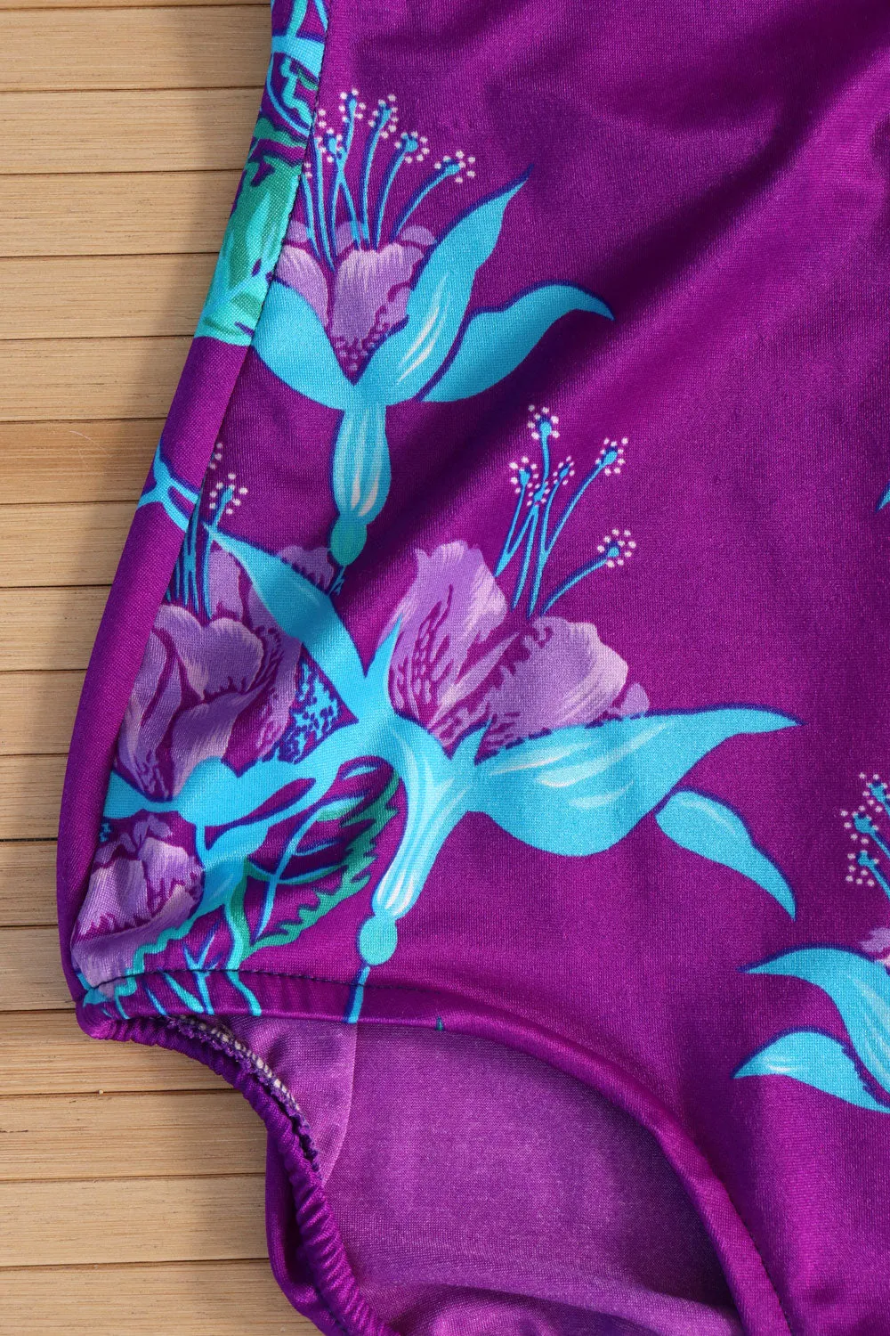 1970s Ultraviolet Floral One Piece M