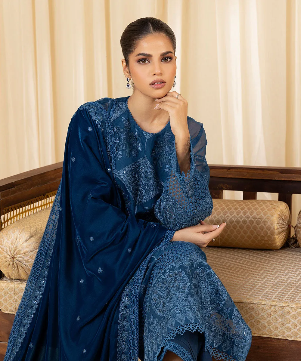 3 Piece -  Embroidered Organza Suit