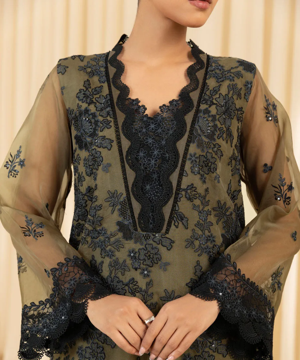 3 Piece -  Embroidered Organza Suit