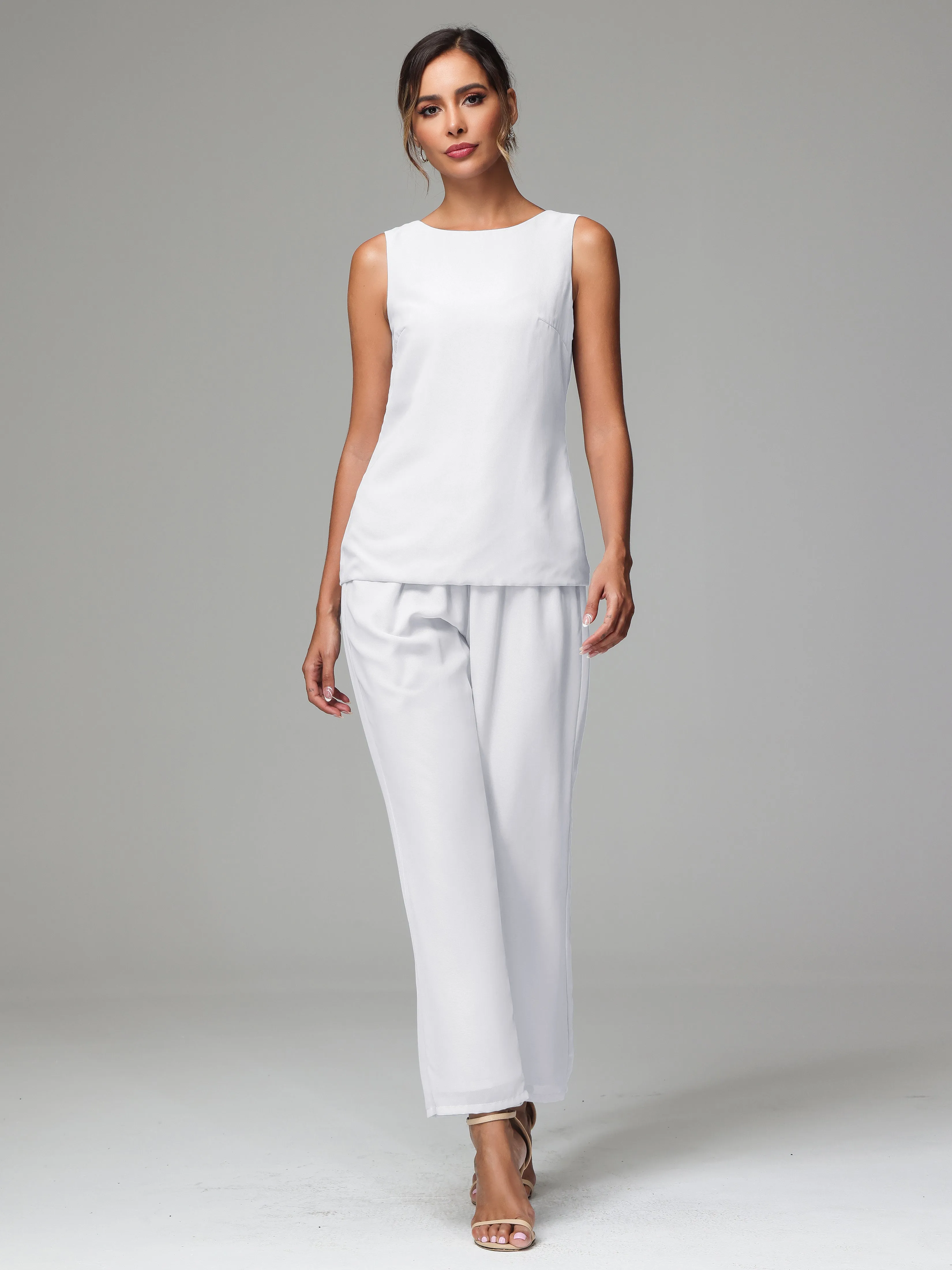 3 Pieces Chiffon Fancy Mother Of The Bride Dress Pants Suits