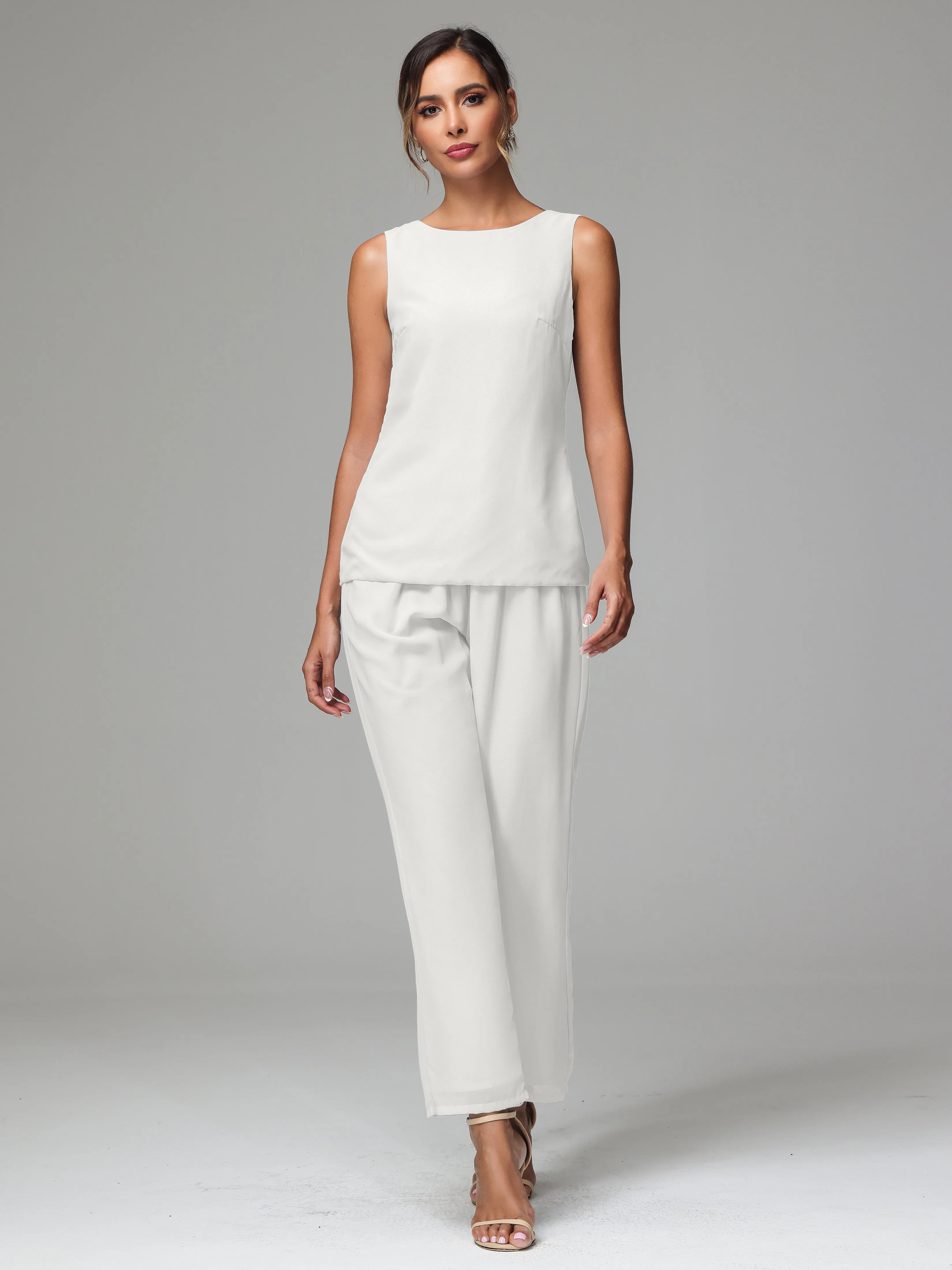 3 Pieces Chiffon Fancy Mother Of The Bride Dress Pants Suits