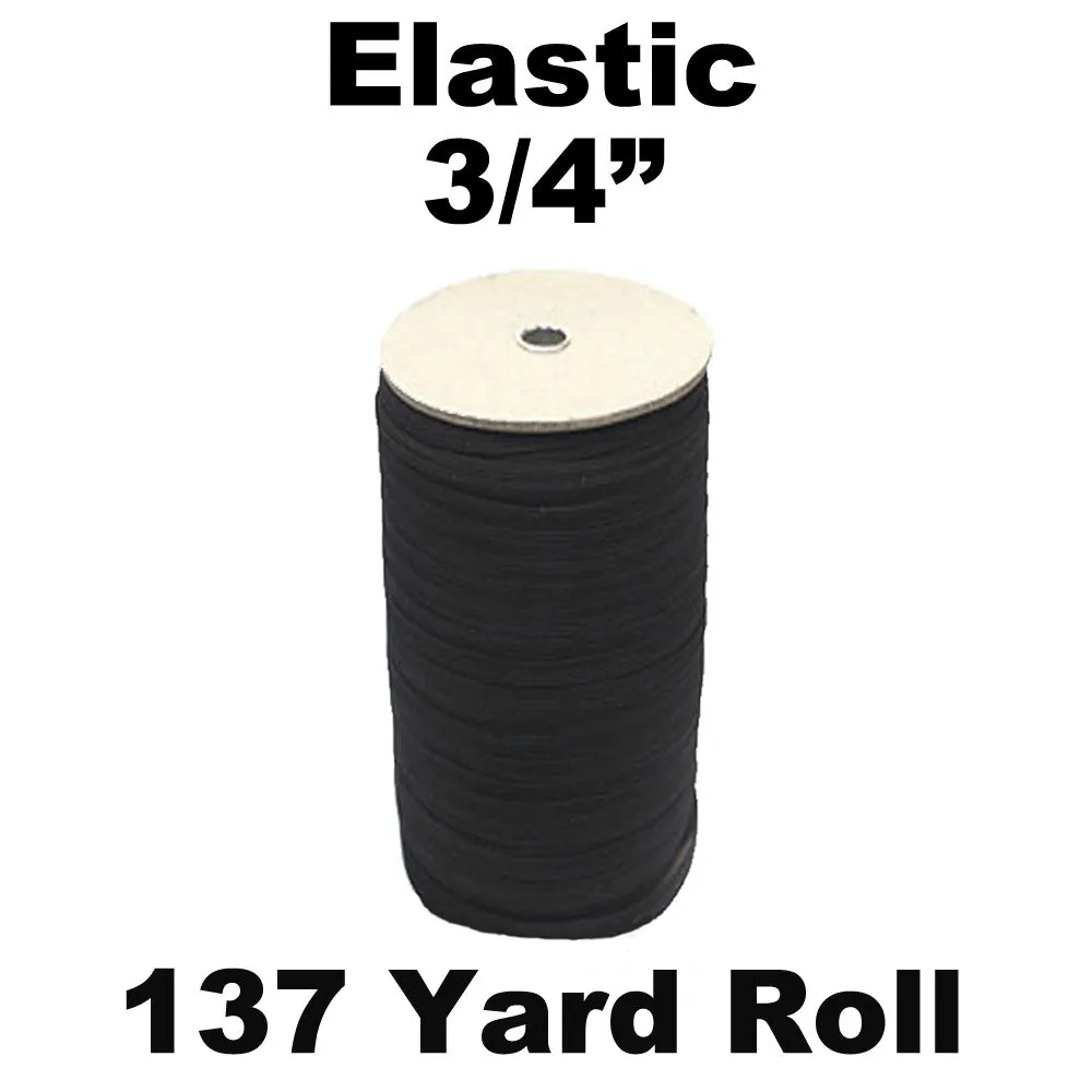 3/4" Black Elastic Roll (125 Meters)