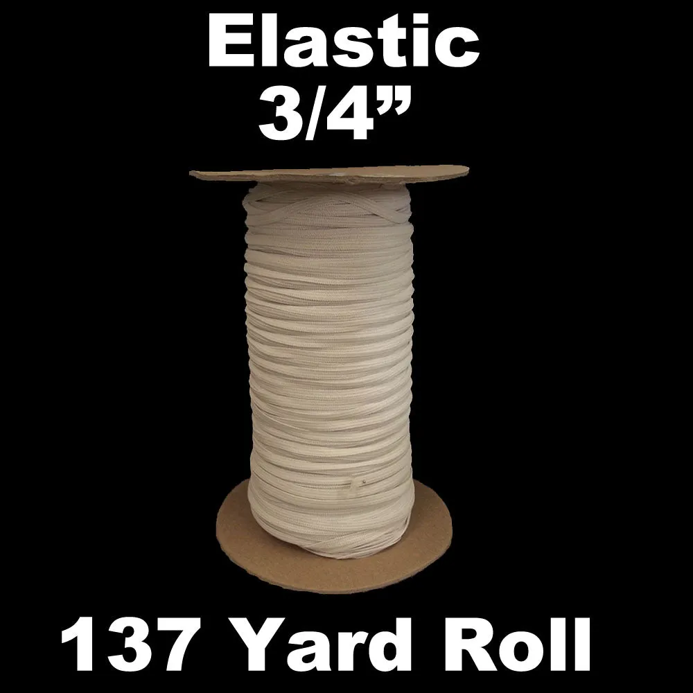 3/4" White Elastic Roll (125 Meters)