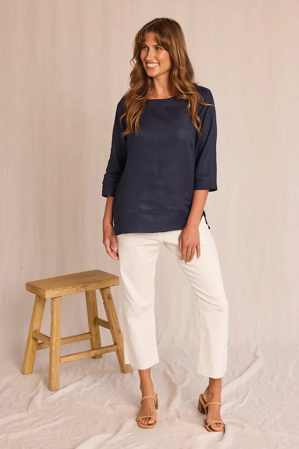 ADRIFT BOATNECK LINEN TOP