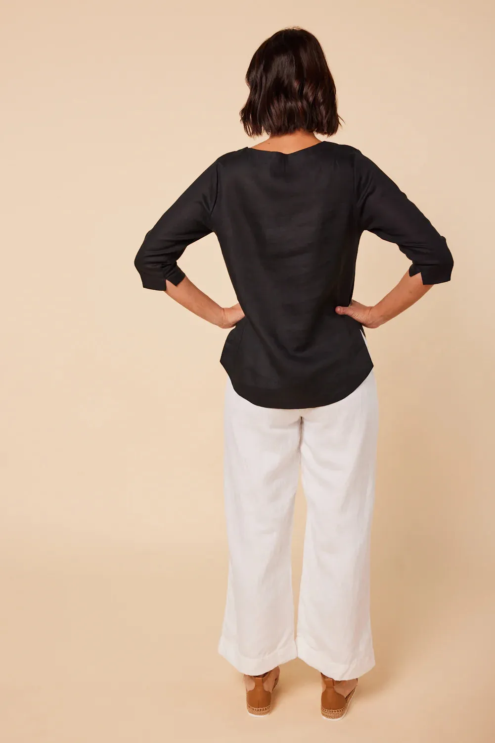 ADRIFT BOATNECK LINEN TOP