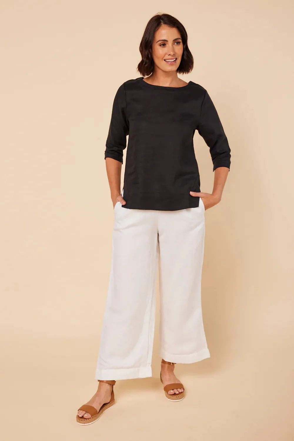 ADRIFT BOATNECK LINEN TOP