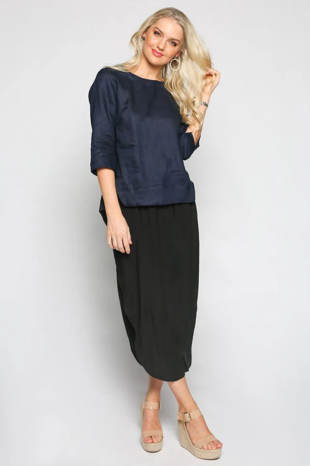 ADRIFT BOATNECK LINEN TOP