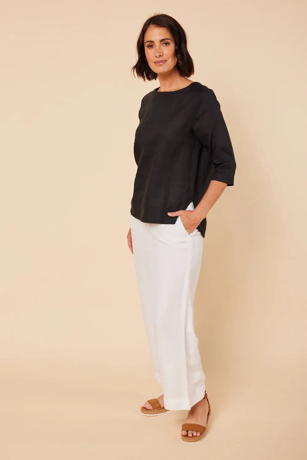 ADRIFT BOATNECK LINEN TOP