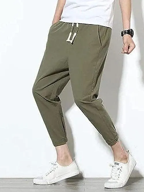 Army Green Cotton Joggers: Men's Comfortable and Stylish Track Pants