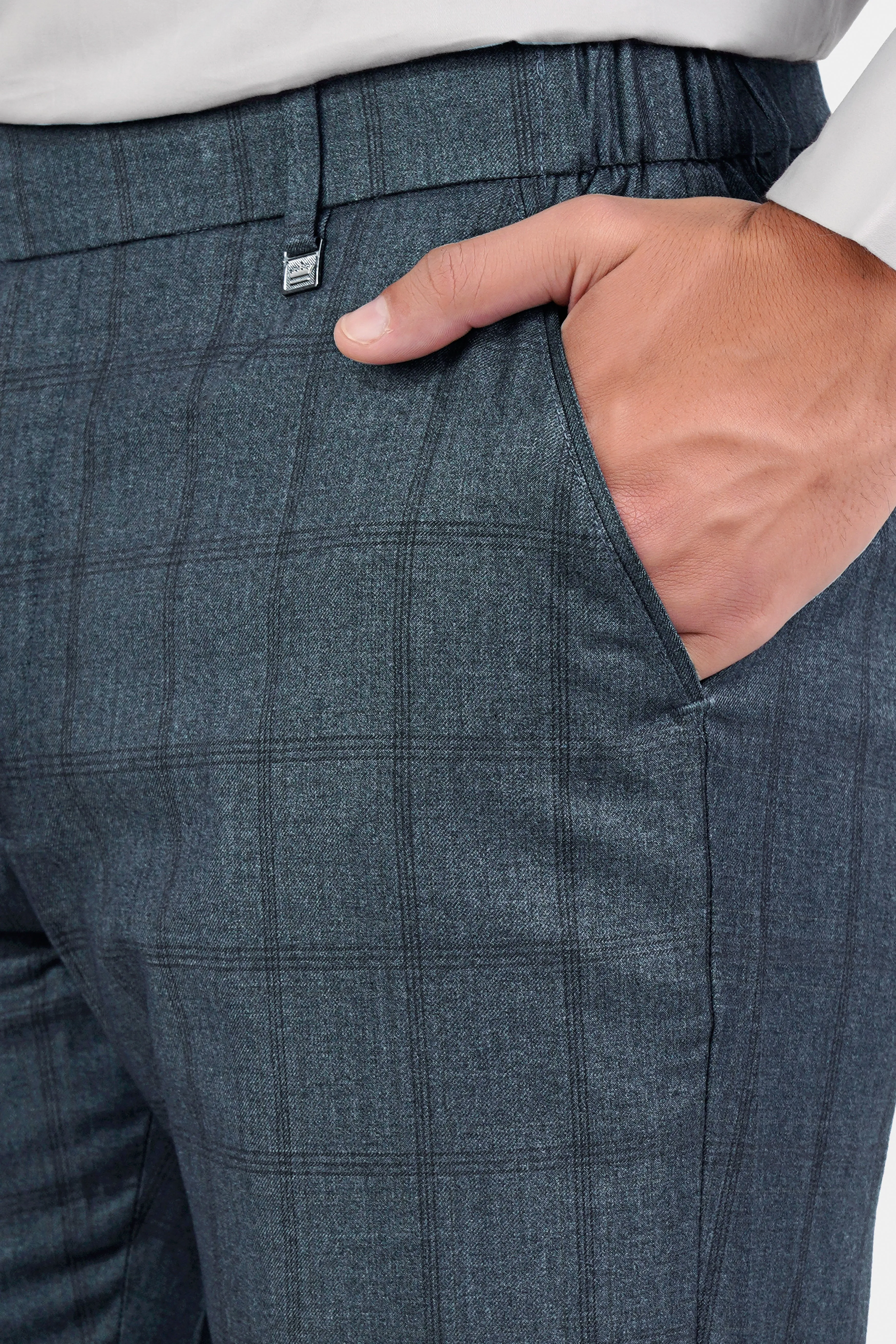 Bayoux Gray Plaid Wool Rich Pant