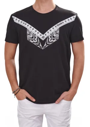 Black Fleur De Lis & Bandana Print Tee