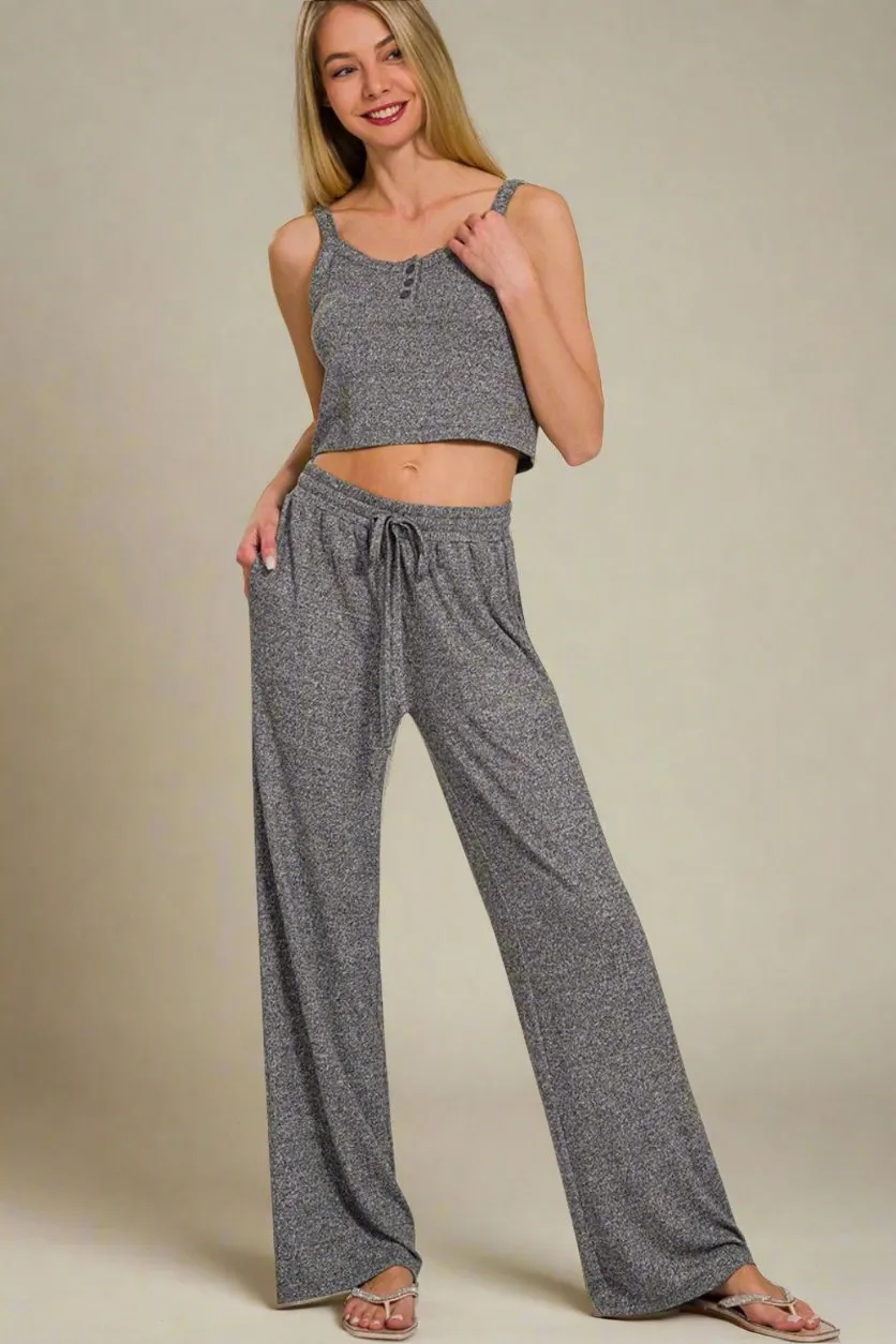 Black Wide Leg Drawstring Pants