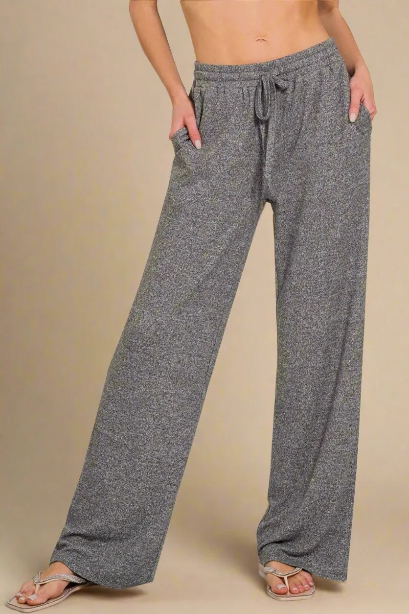 Black Wide Leg Drawstring Pants