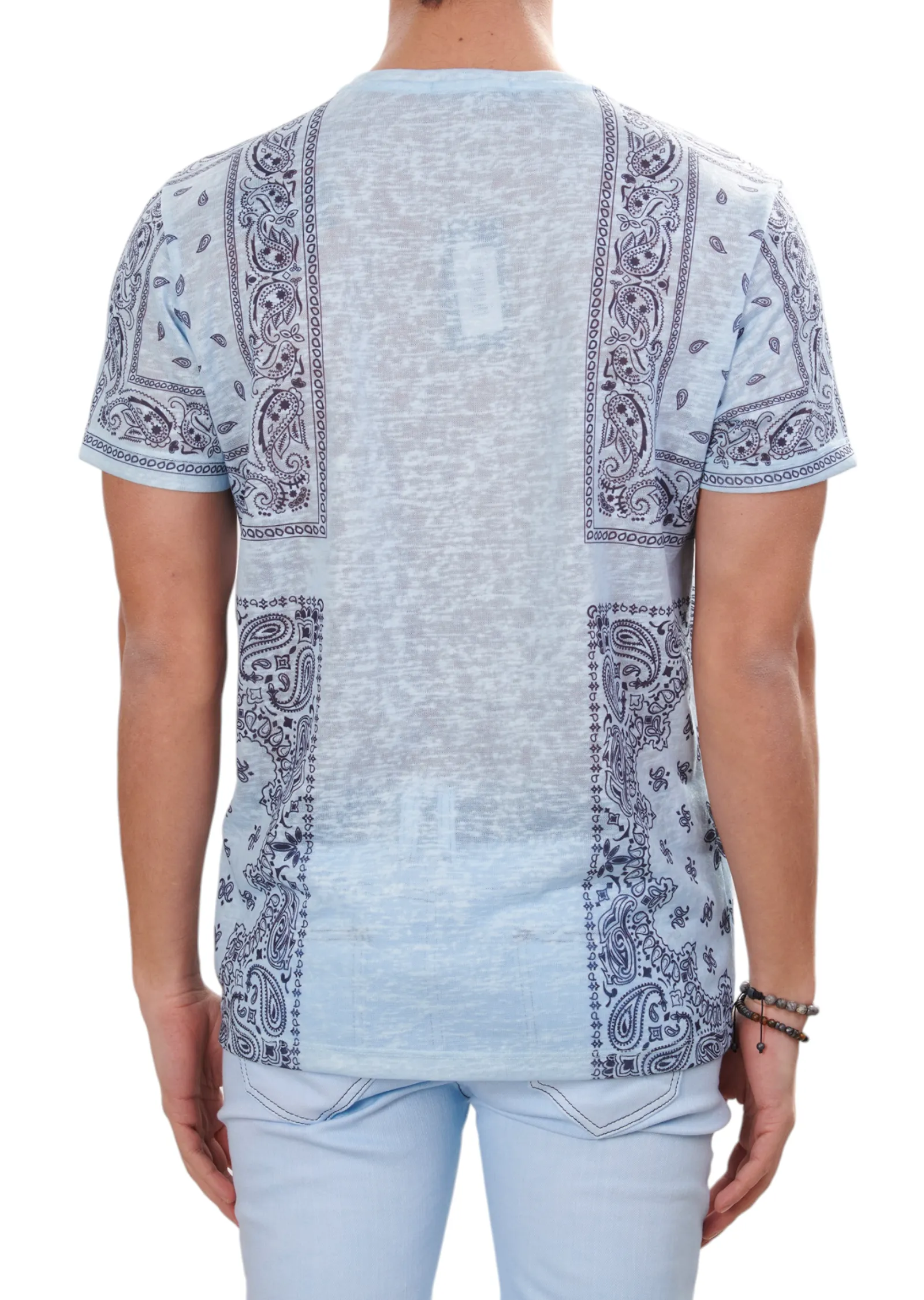 Blue Partial Bandana Linen Tee