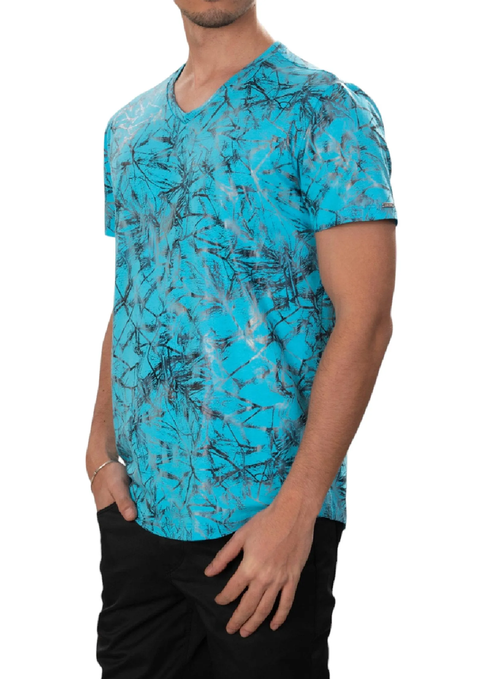 Blue Shattered Foil Knit Tee