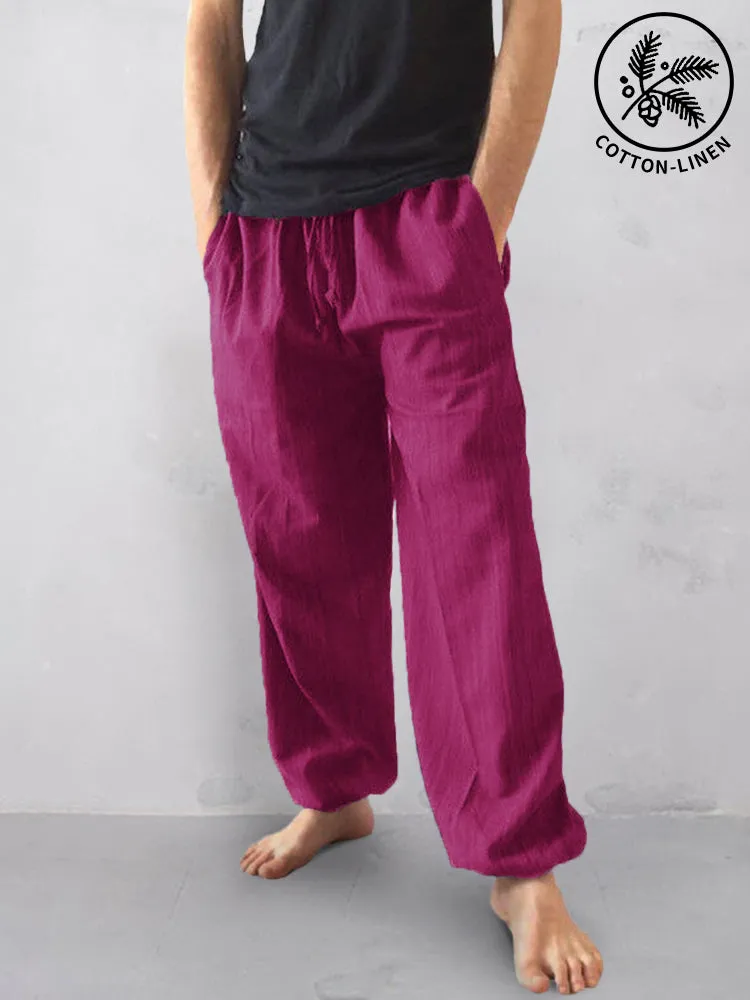 Casual Cotton Linen Elastic Waist Pants