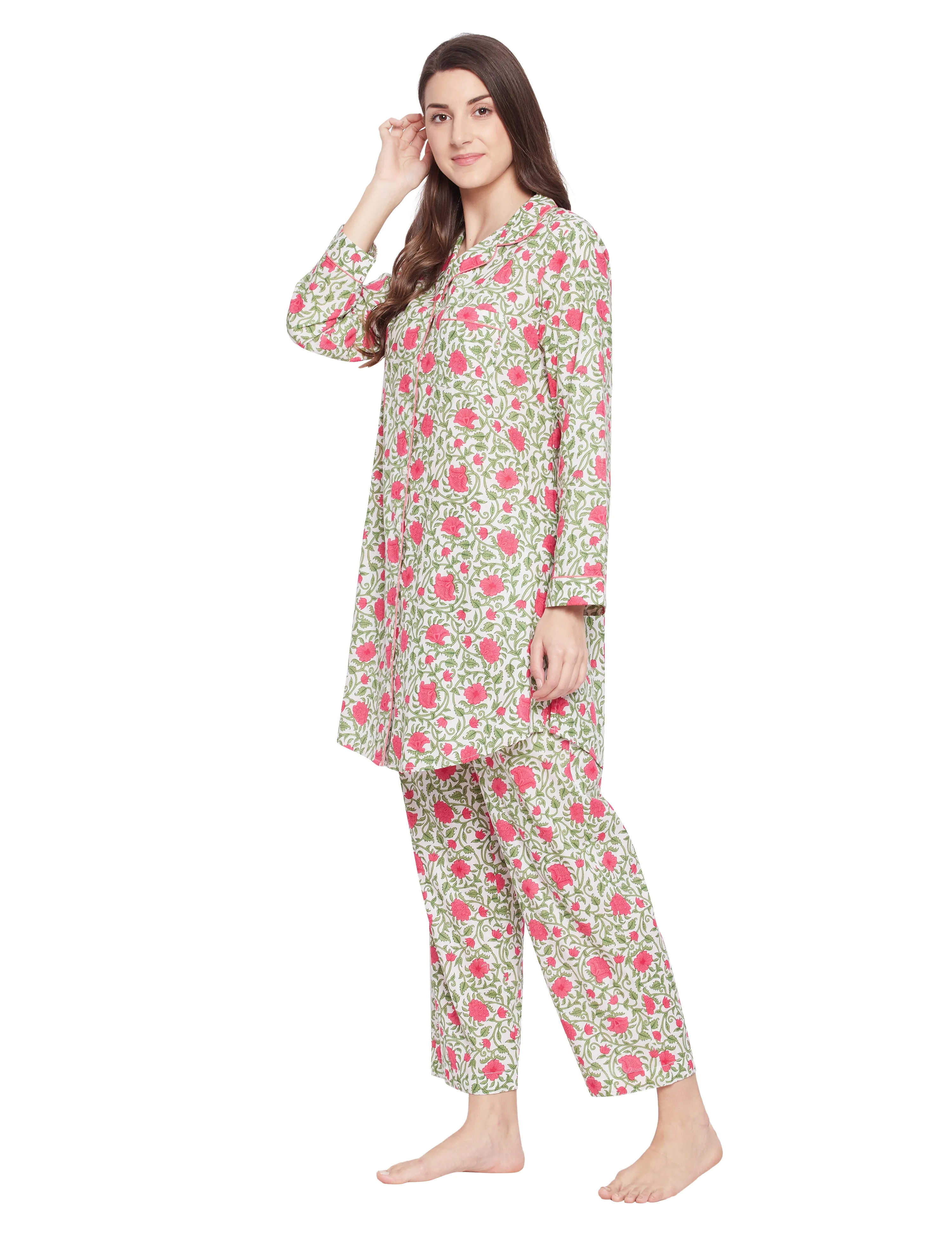 Clare Woven Lounge Pajama Set Night Shirt