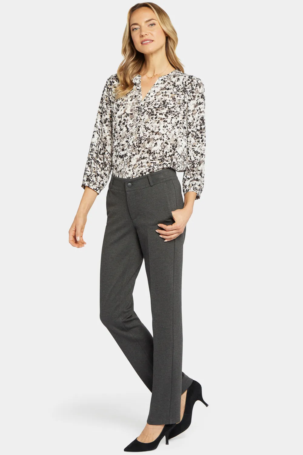 Classic Trouser Pants In Petite - Charcoal Heathered