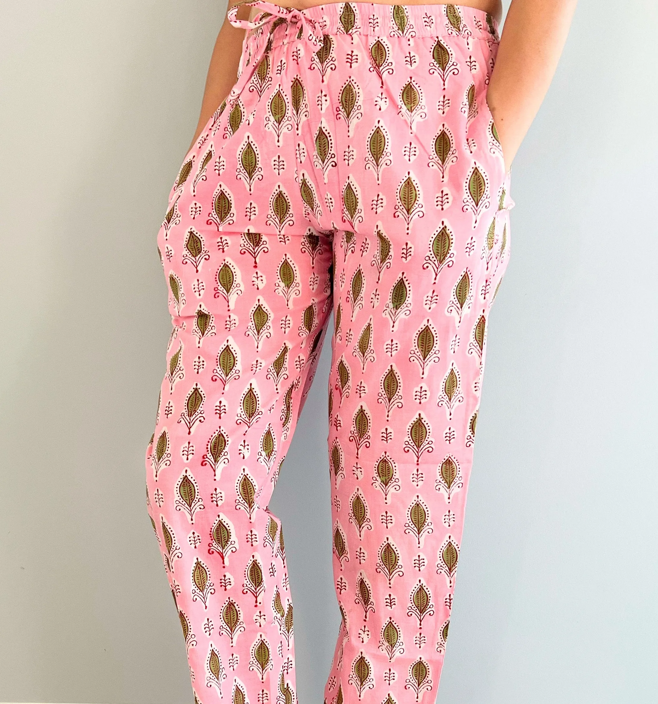 Cotton Pajama Pants Women - Rosy Foliage