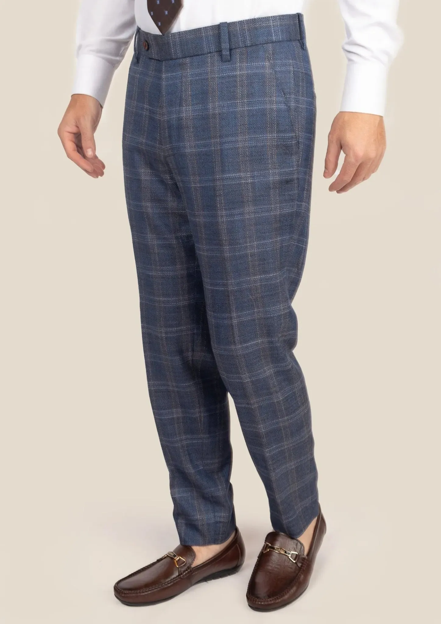 Deep Cobalt Blue Plaid Pants