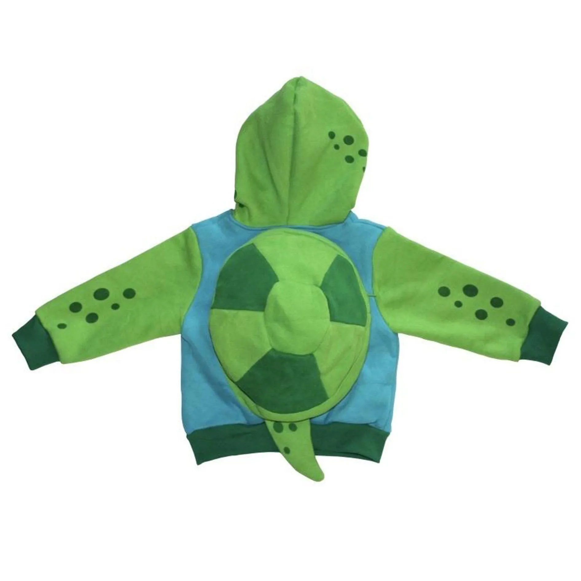 Doodle Pants Kid's Turtle Hoodie with Backpack- Green & Blue