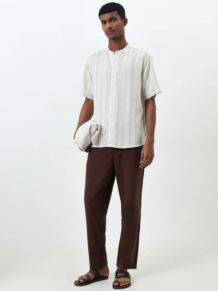 ETA Off-White Striped Relaxed-Fit Cotton Shirt