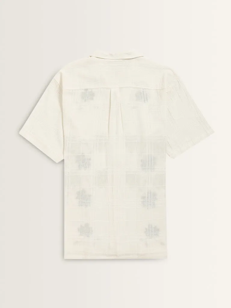 ETA White Floral Embroidered Relaxed-Fit Cotton Shirt