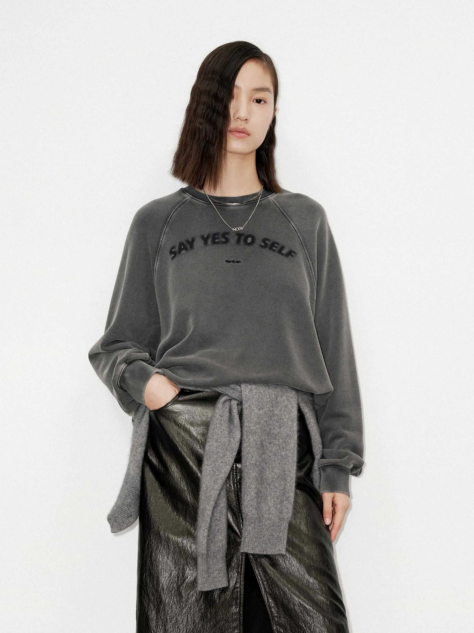 Front Slogan Cotton Sweatshirt