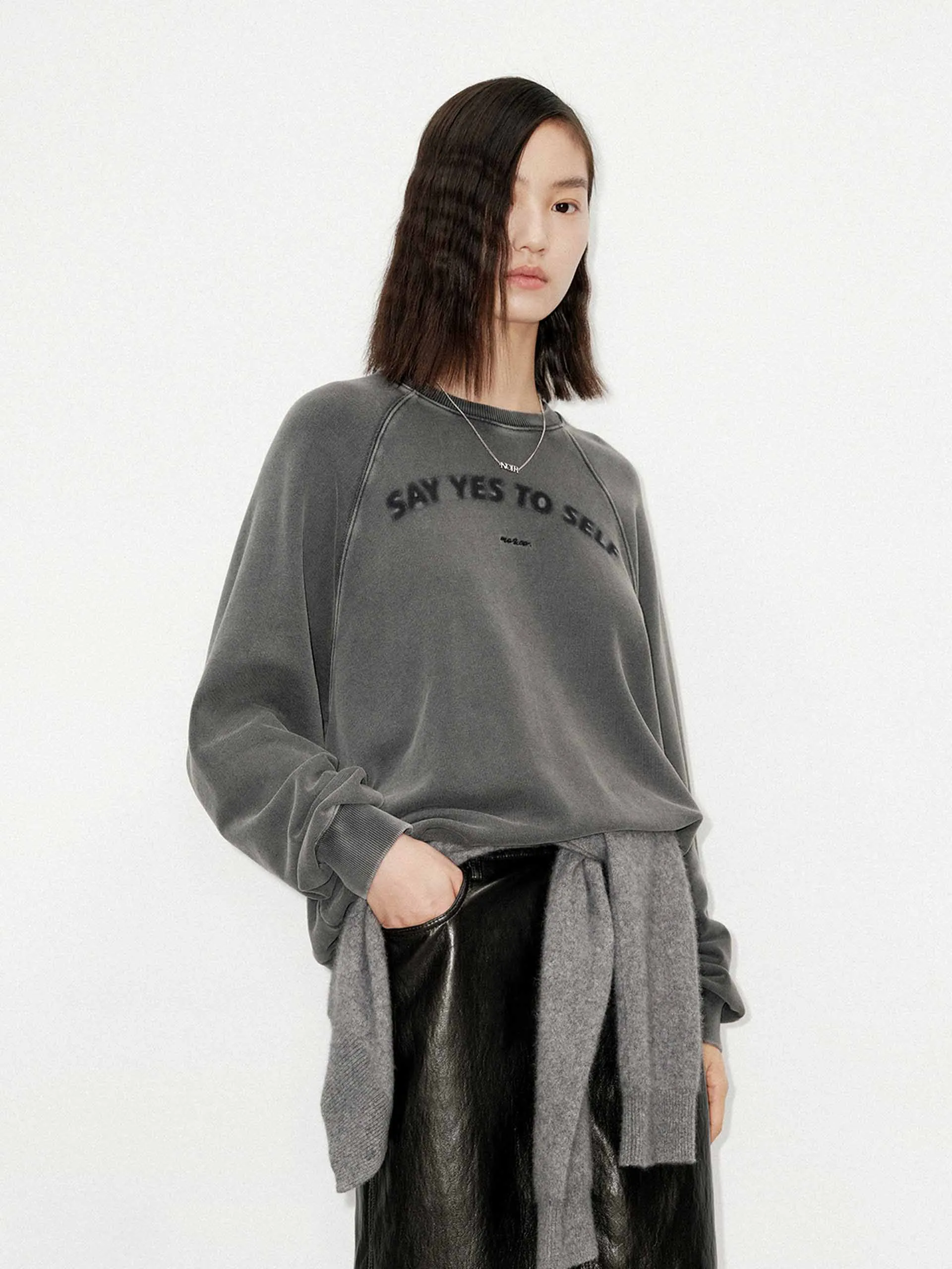 Front Slogan Cotton Sweatshirt