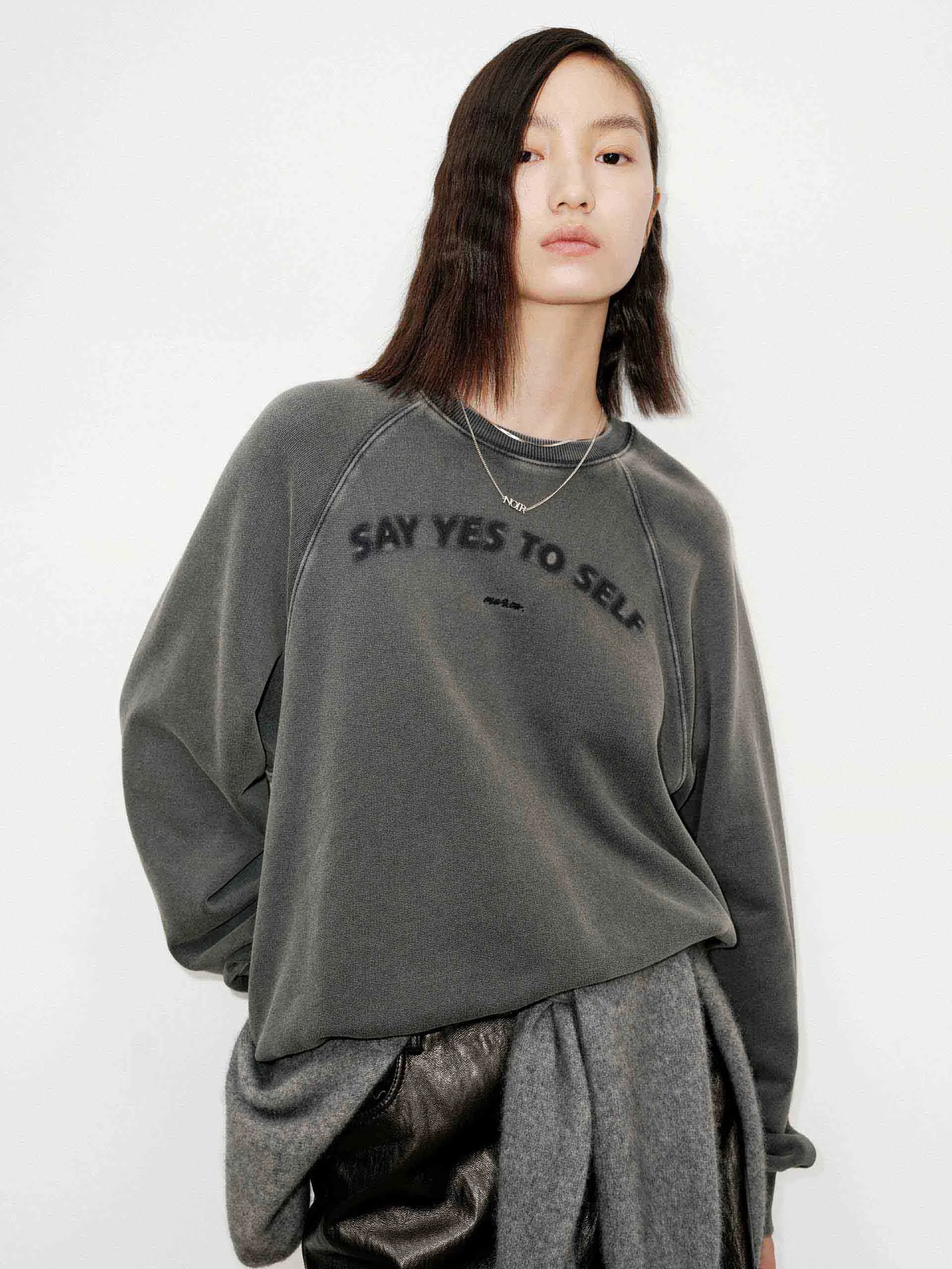 Front Slogan Cotton Sweatshirt