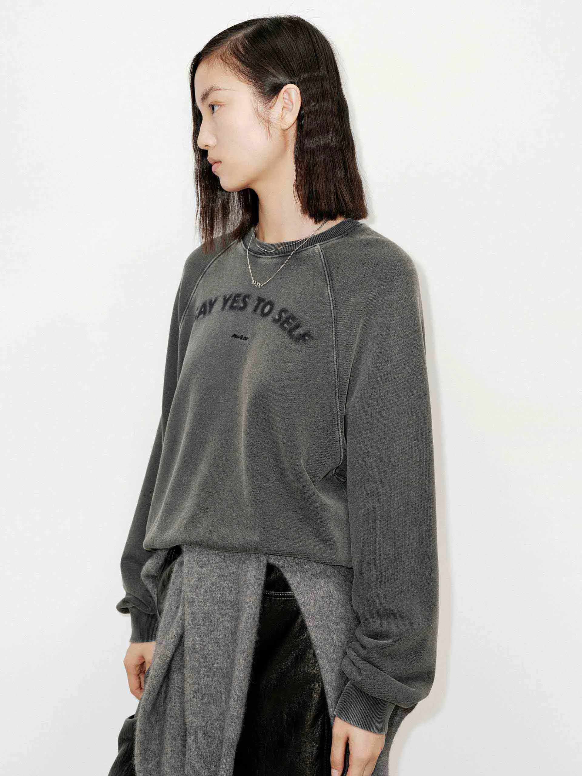 Front Slogan Cotton Sweatshirt