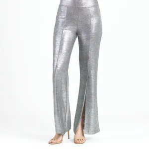 Glitter Foil - Kick Front High Slit Pant - Gunmetal - Limited Sizes - XS, SM, LRG, XL