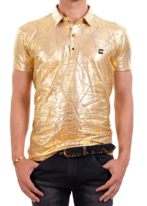 Gold Foiled "Mirror" Knit Polo