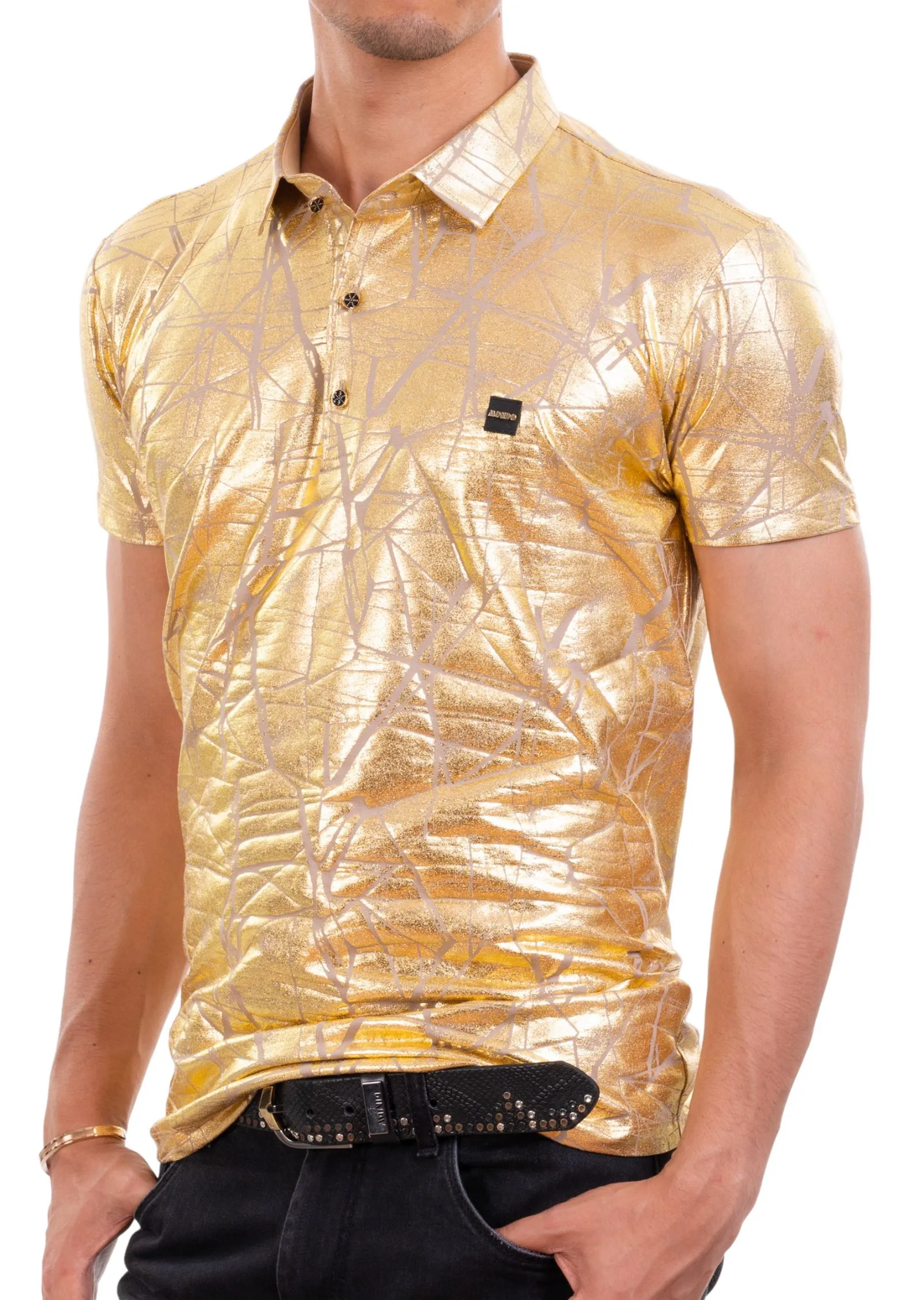 Gold Foiled "Mirror" Knit Polo