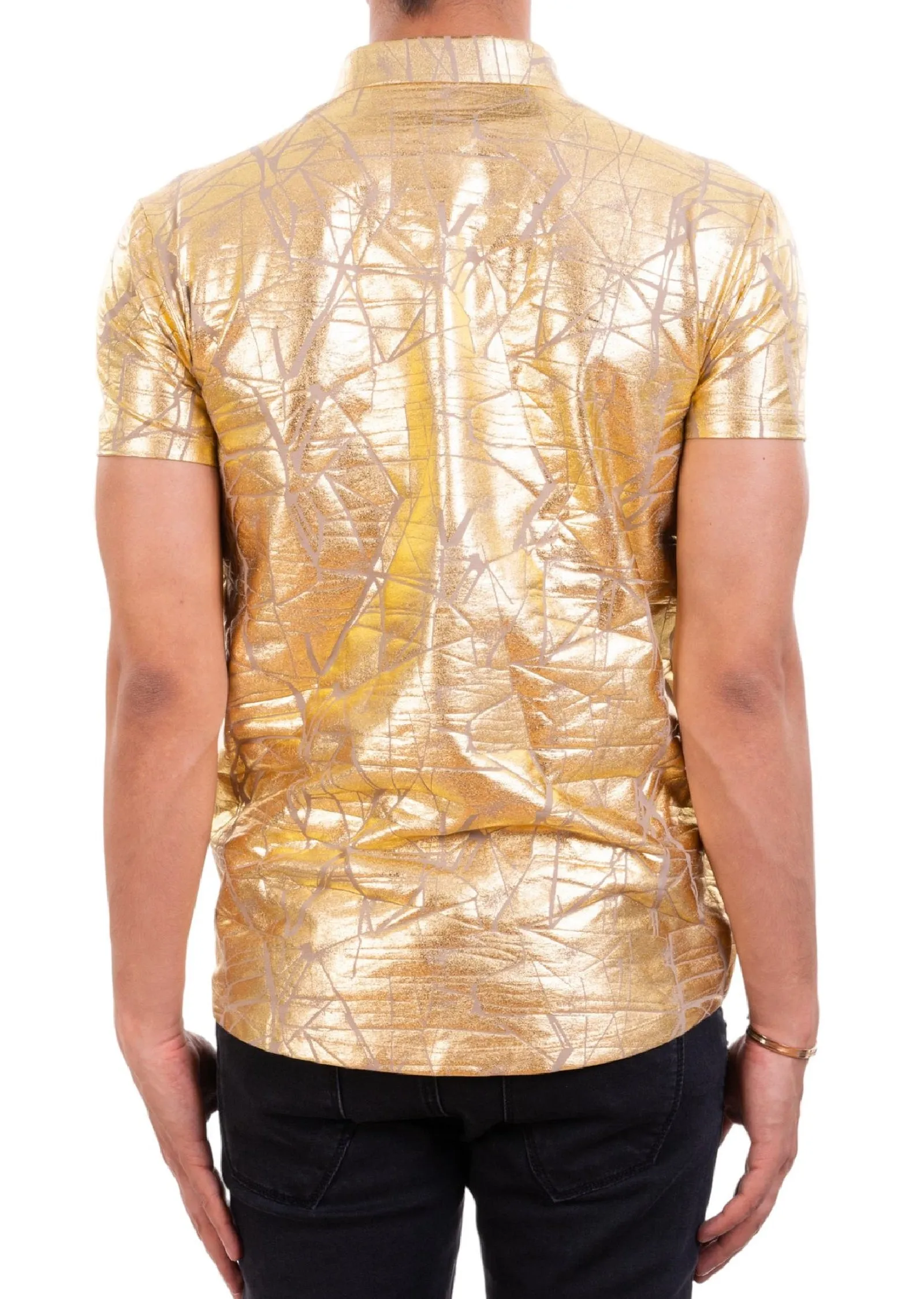 Gold Foiled "Mirror" Knit Polo