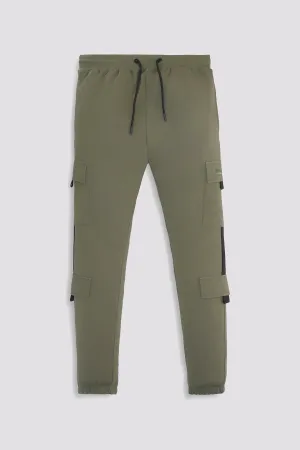 Green Cargo Joggers with Drawstring Closure & Pockets - W23 - MTR097R