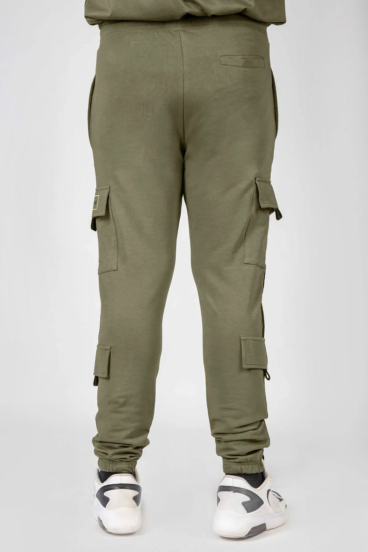 Green Cargo Joggers with Drawstring Closure & Pockets - W23 - MTR097R