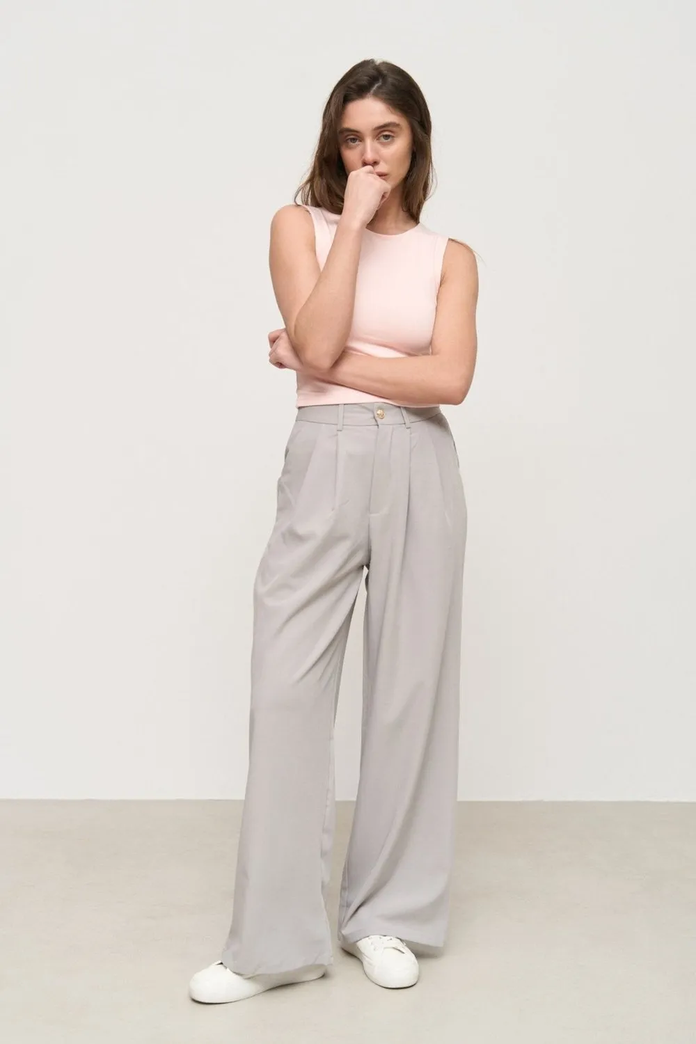 Grey Wide Leg Pants