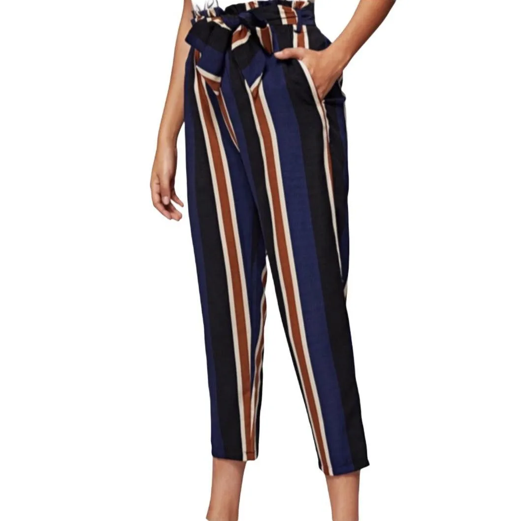 High Waisted Elongated Bold Striped Pants