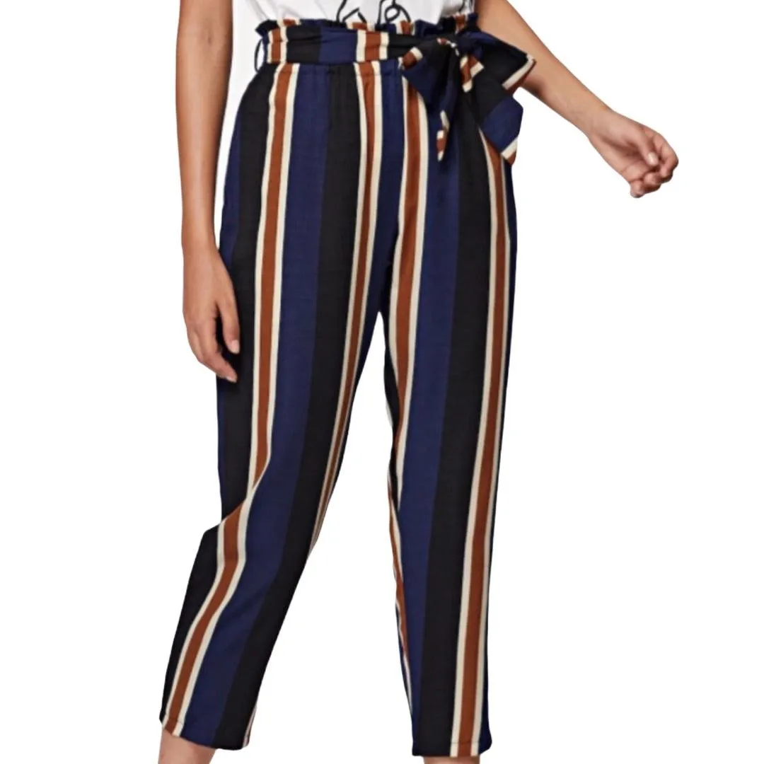 High Waisted Elongated Bold Striped Pants