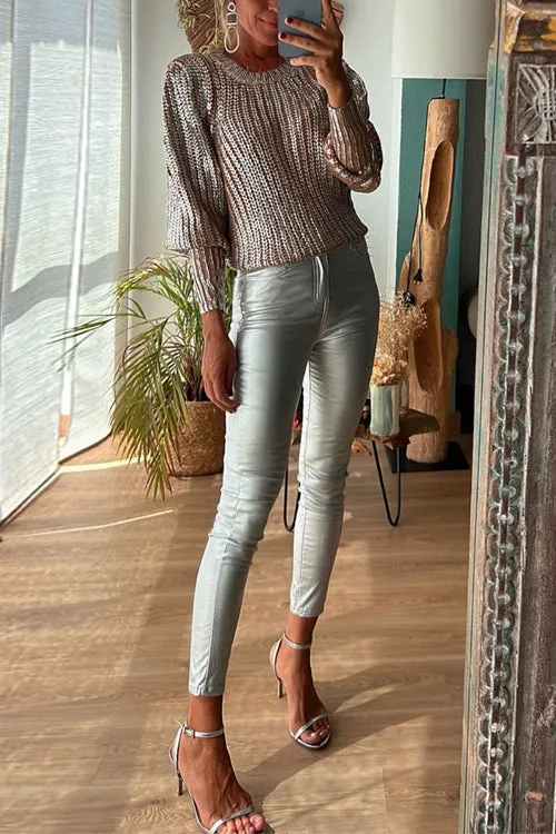 High Waisted Stretch Faux Leather Pants