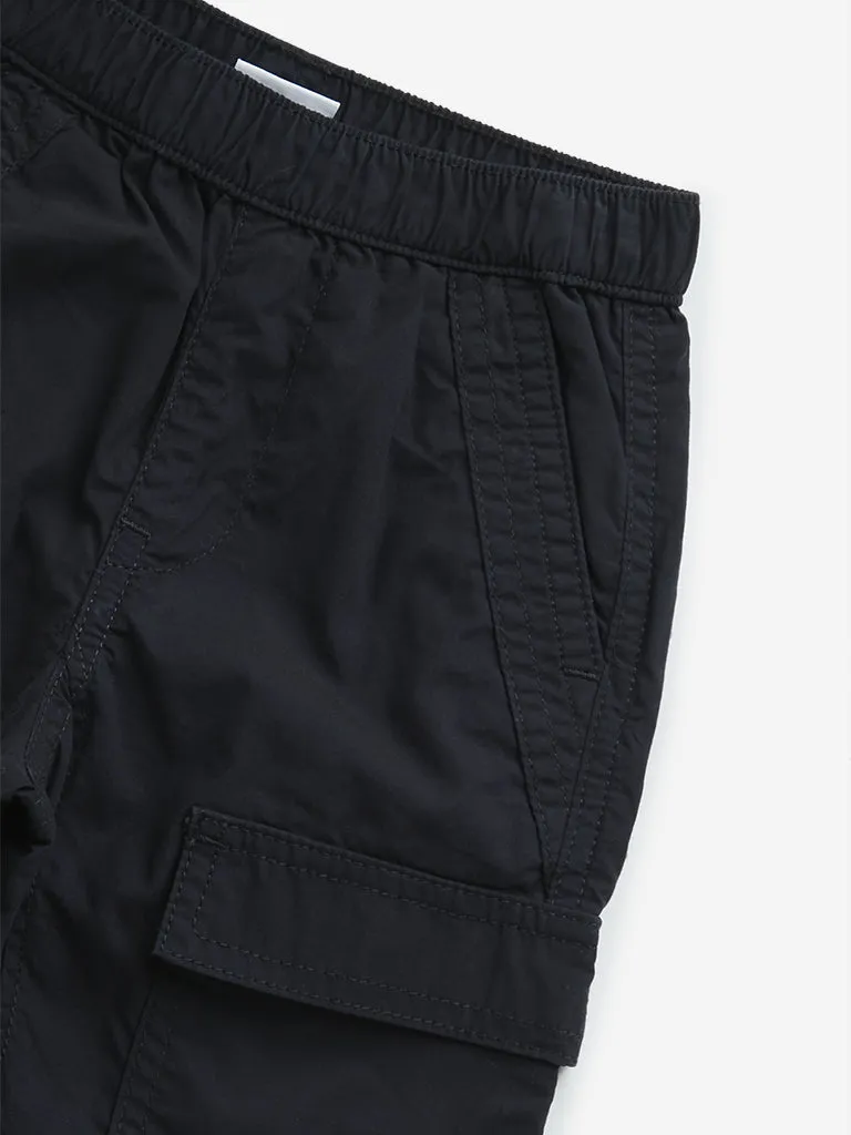 HOP Kids Black Cargo-Style Mid-Rise Joggers