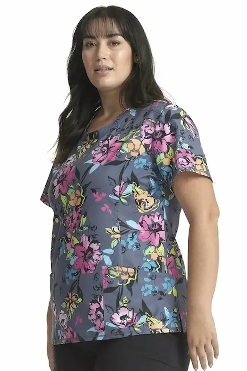 Infinity Women's Round Neck Print Top | Electric Blossoms