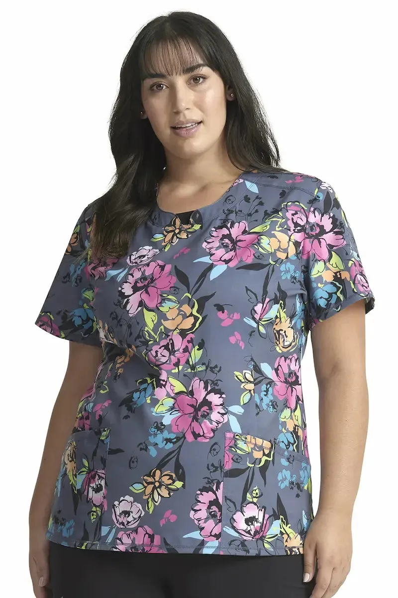 Infinity Women's Round Neck Print Top | Electric Blossoms