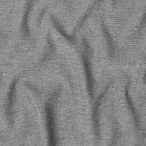 Iron grey, black Premium pure linen fabric in herringbone design-D15890