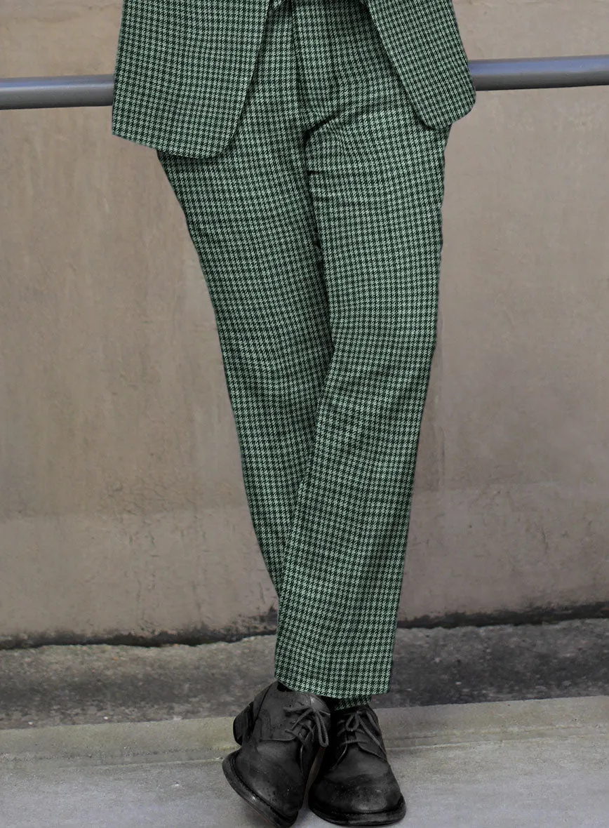 Italian Green Houndstooth Tweed Pants