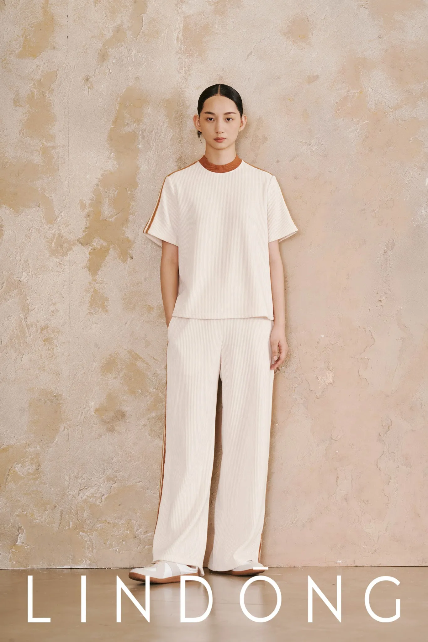 LINDONG | Alixane Striped Contrast Ribbed Pants