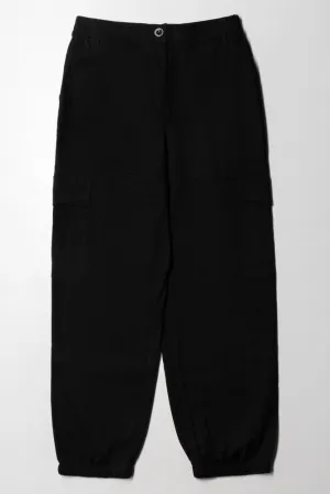 Linen Cargo Trouser Black