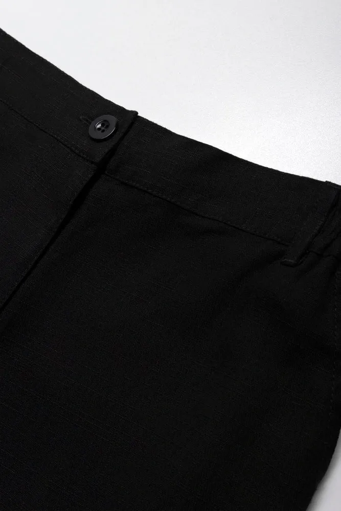 Linen Cargo Trouser Black