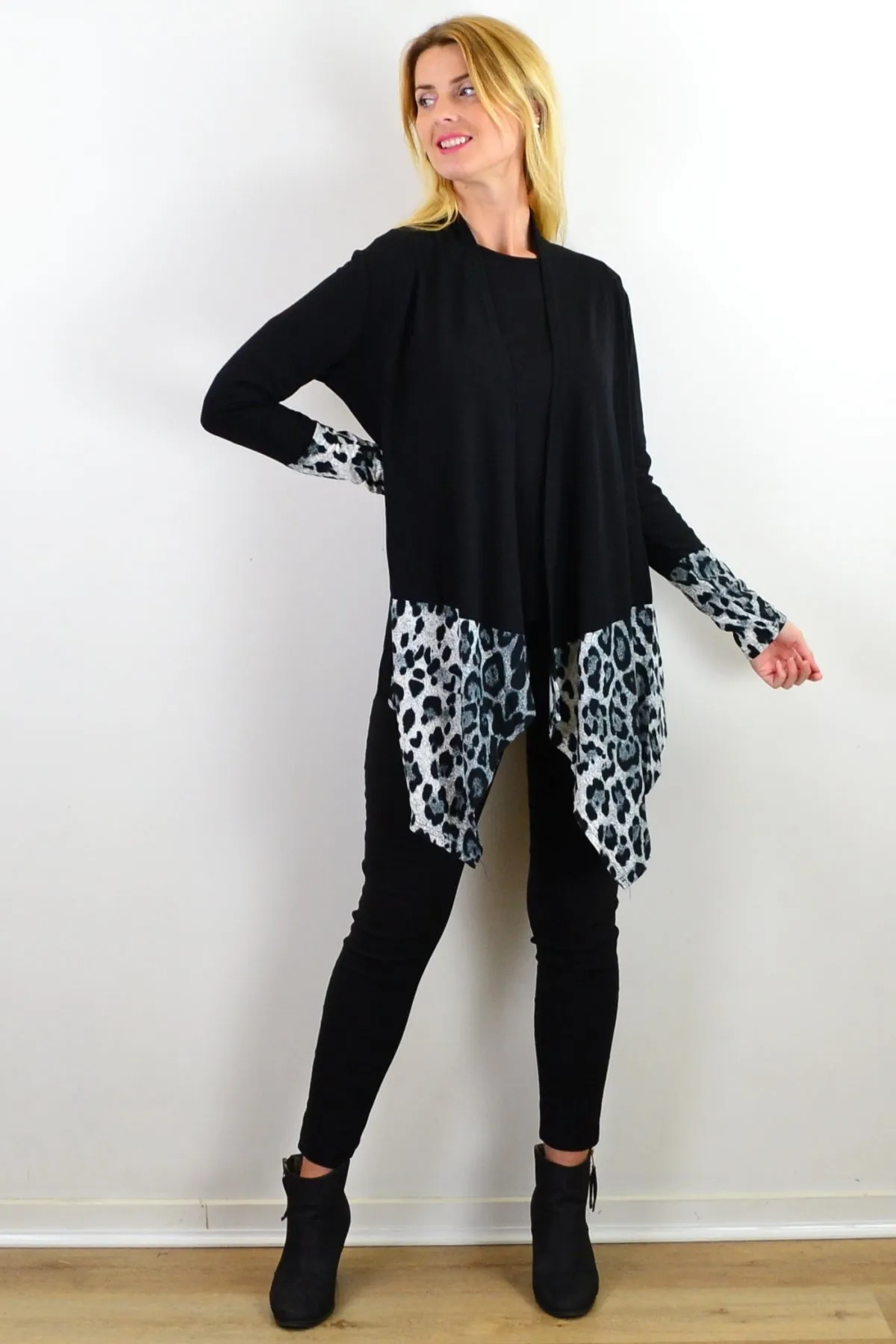 Long Sleeves Animal Print Cardigan